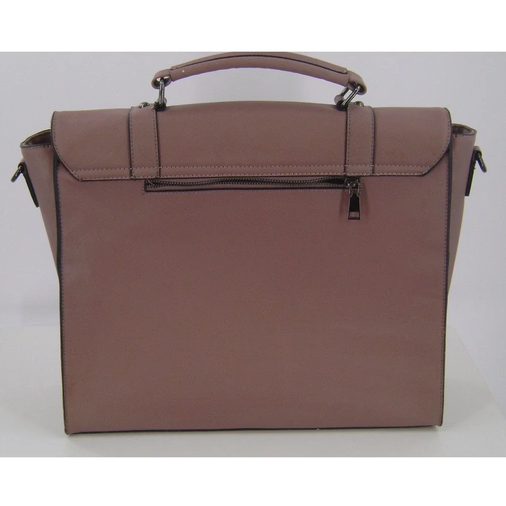 EASEGAVE Mauve Pink Faux Leather Laptop Bag Briefcase Satchel Professional